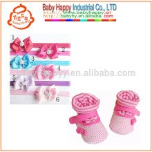 China wholesale cozy baby cotton shoes with pretty flower headwear